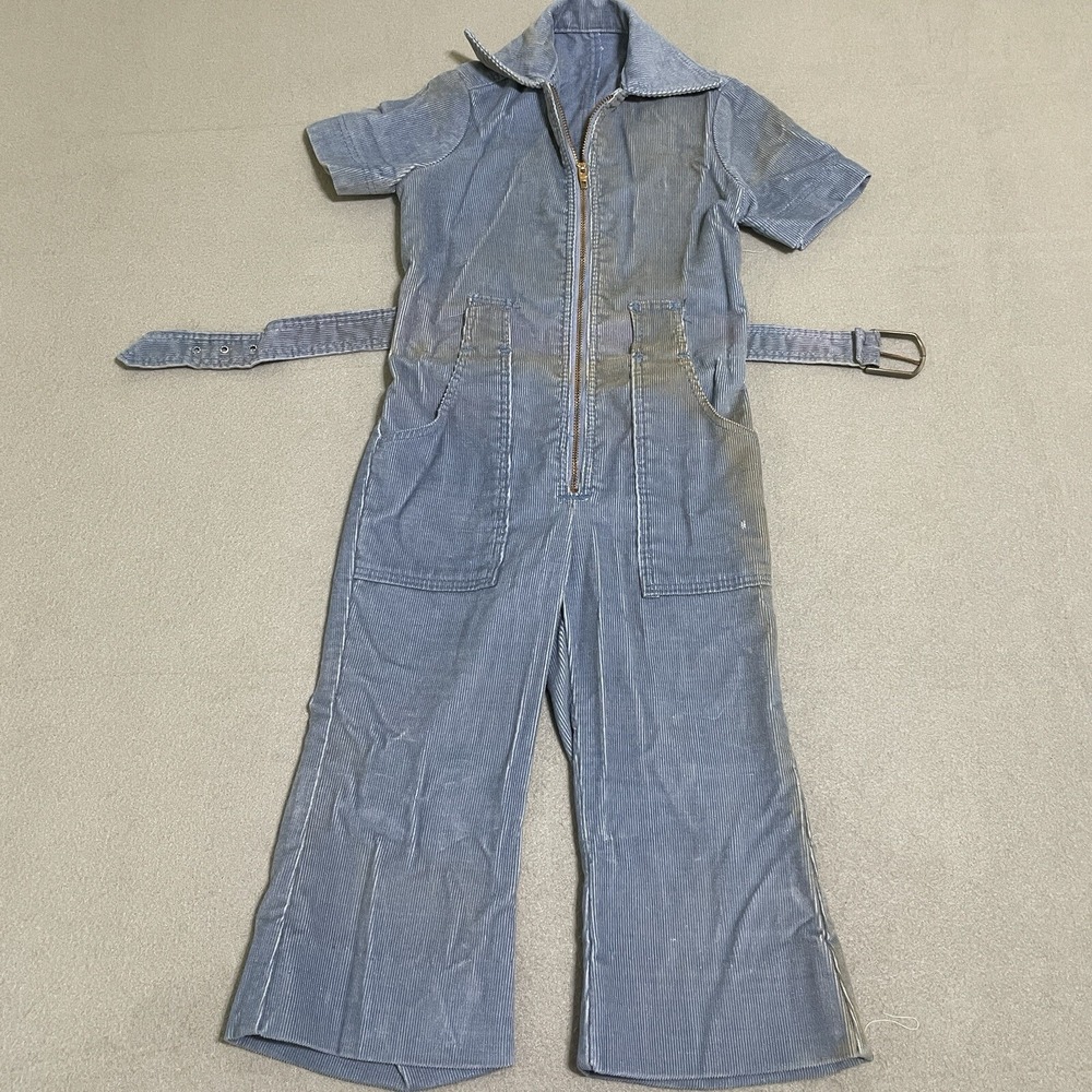 Vintage Blue Corduroy‎ Jumpsuit made in USA 70s Bell bottoms FARAH 4T? Toddler - Picture 16 of 16